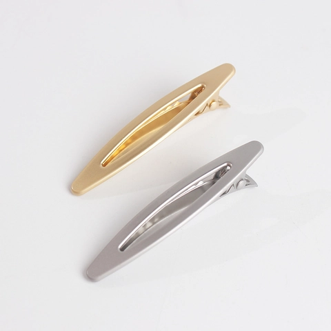 Minimalist Alloy Matte Geometric Hair Clip Women Simple Frosted Duckbill Clip Gold Silver Solid Hollow Hair Accessory