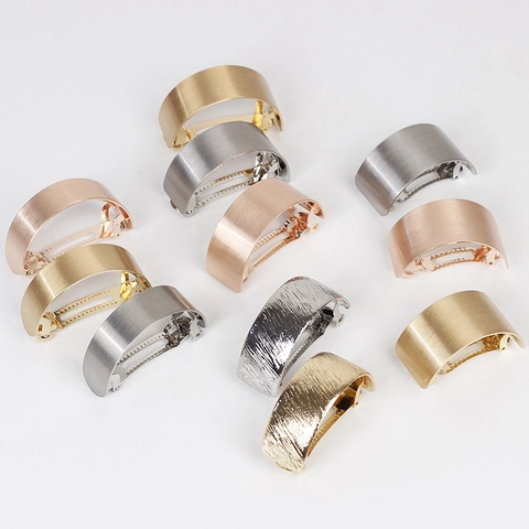 Minimalist Brushed Metal Hair Clip Arc Barrette Large Ponytail Holder Strong Spring Clip Accessory Women Hair Accessories