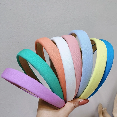 Cerchietto Imbottito in Spugna Stile Coreano Semplice per Donna Tinta Unita Rivestito in Tessuto Fascia per Capelli Accessori
