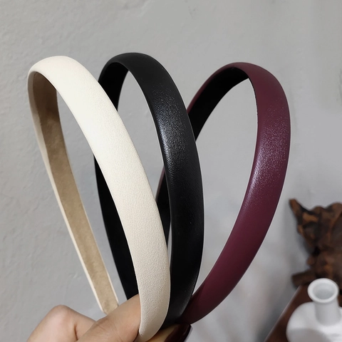 Diadema Acolchada de Cuero de PU Vintage para Mujer Color Sólido Elegante Diadema Accesorios de Moda para Uso Diario Citas