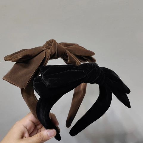 Retro Samt Große Schleife Haarreif Koreanischer Stil Eleganter Breiter Doppellagiger Haarreif Für Damen Tägliche Party Haar Accessoires