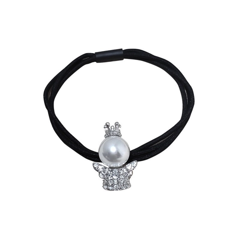 Elastico per Capelli Donna Angelo Strass Perla Artificiale Lega Decorazione Nero Elastico Legatura Capelli Accessori Moda