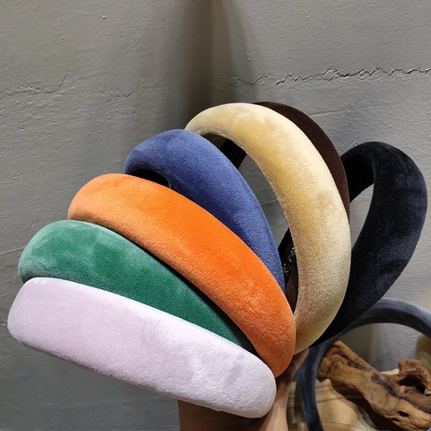 Diadema Acolchada de Terciopelo de Color Sólido Vintage para Mujer Diadema de Pelo Gruesa de Esponja Minimalista Coreana Accesorio para el Pelo a la Moda Hecho a Mano