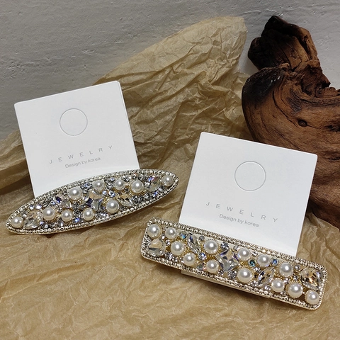 Barrette à Cheveux Vintage en Alliage d'Or avec Perles Artificielles et Strass Style Coréen Doux pour Mariage Fête Femme