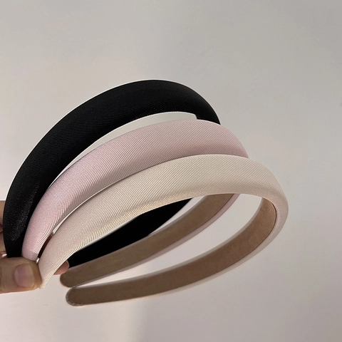 Korean Style Solid Color Sponge Padded Headband Thickened Fabric Wrapped Hair Hoop For Women Girls Hair Accessories
