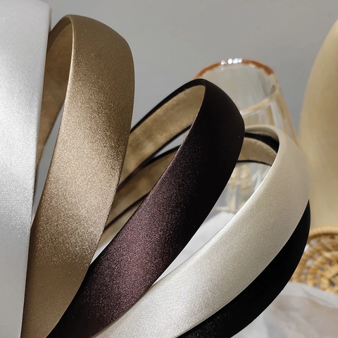 Diadema de Satén Delgada Estilo Francés para Mujer Vintage Elegante Color Sólido Minimalista Aro para el Pelo Accesorio de Moda