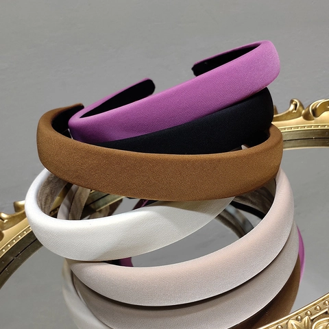 Cerchietto in Stile Francese Tinta Unita in Tessuto Imbottito in Spugna Retrò Fascia per Capelli Larga per Donna Gioielli
