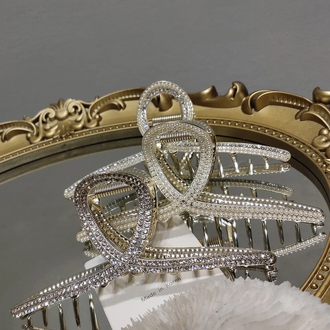 Pinza per Capelli Grande in Metallo Elegante Coreano per Donna Lega Strass Perla Artificial Accessori per Capelli