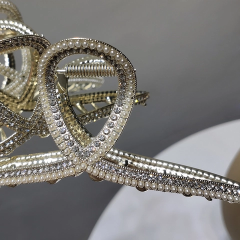 Pinza per Capelli Grande in Metallo Elegante Coreano per Donna Lega Strass Perla Artificial Accessori per Capelli