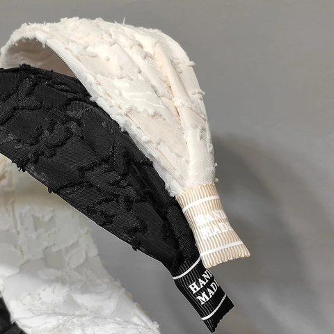 Damen Haarreif Mit Breitem Rand Und Knoten Retro Koreanischer Stil Texturierter Stoff Haarband Für Den Alltag