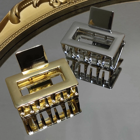 Minimalistisch Rechteckig Hohl Metall Haarklammer Für Damen Gold Silber Galvanisiert Geometrisch Haarschmuck
