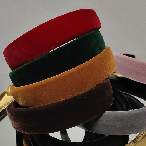 Cerchietto in Velluto Dorato Vintage Ispessito Con Spugna Bordo Largo Per Donna Gioielli Per Capelli Alla Moda Invernale