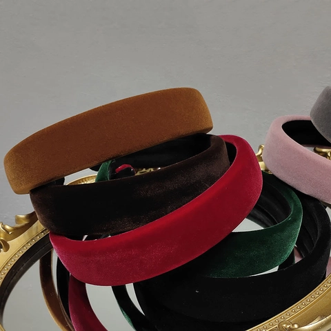 Cerchietto in Velluto Dorato Vintage Ispessito Con Spugna Bordo Largo Per Donna Gioielli Per Capelli Alla Moda Invernale