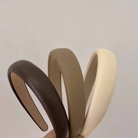 Cerchietto Imbottito in Spugna Vintage Francese in Pelle Sintetica PU per Donna Accessori per Capelli Eleganti