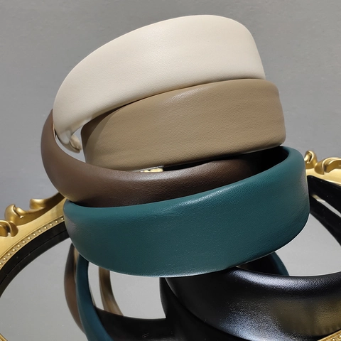 Vintage Gepolstertes Leder Haarband Für Damen Koreanischer Stil Einfach Breit Schwamm Haarband Mode Haarschmuck Haarreif