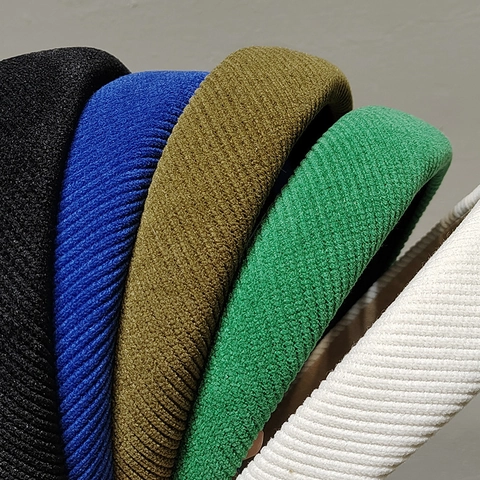 Vintage Twill Sponge Padded Headband For Women Thickened Wide Brim High Crown Hair Hoop Volumizing Solid Color Hairband