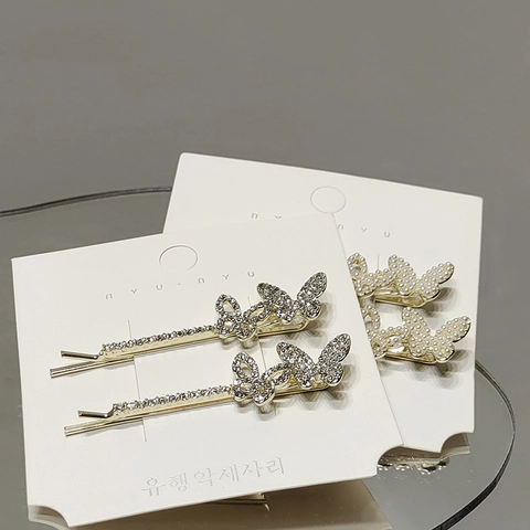 Eleganter Schmetterling Haarklammer Metall Legierung Gold Strass Künstliche Perle Haarnadel Süßer Koreanischer Stil Clip