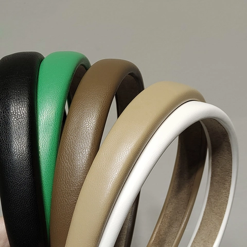 French Sponge Thickened Headband Elegant Faux Leather Solid Color Retro PU Hairband For Women Fashion Hair Accessories