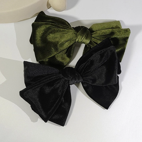 Vintage Velvet Bow Hair Clip For Women Elegant Large Double Layer Bowknot Top Spring Clip Autumn Winter Hair Accessories