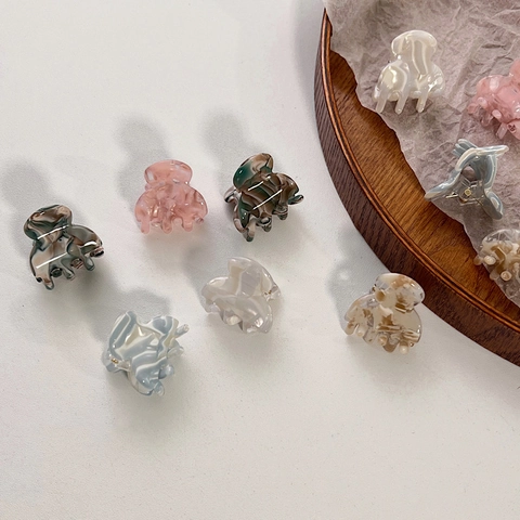 Mini Acetaat Haarklem Marmeren Textuur Kleine Haarspeldjes Retro Zijpony Clips Voor Vrouwen Meisjes Elegante Haaraccessoires
