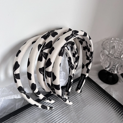 Französischer Stil Schwarz-Weiß Haarreif Mit Schleife Für Damen Minimalistisches Polka-Dot-Haarband Süßer Handgefertigter Haarschmuck