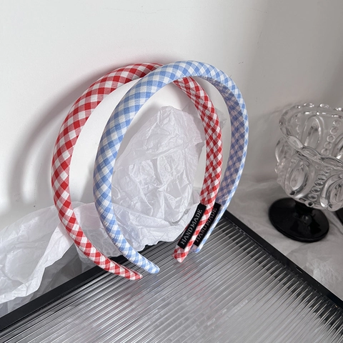 Vintage Gingham Karo Schmal Stirnband Für Damen Handgefertigt Stoff Haarreif Hoher Kopf Haarschmuck Für Täglich Gesicht Waschen Geschenk