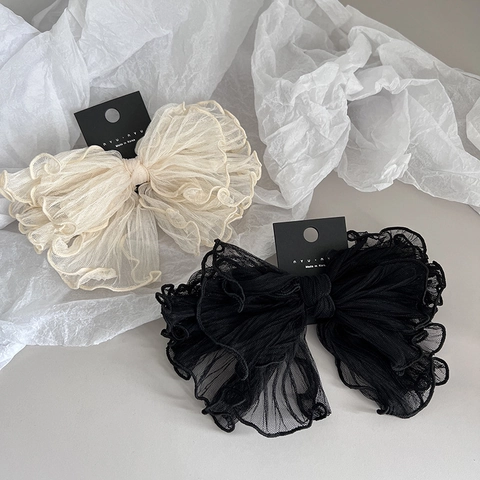 Große Mesh Schleife Haarklammer Elegante Plissee Spitze Haarnadel Vintage Koreanischer Stil Haarschmuck Für Damen Haar Styling