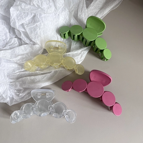 Simple Plastic Bubble Geometric Large Hair Claw Clip For Women Everyday Bathing Solid Color Resin Glossy Hair Accessory