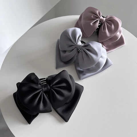 Französisch Elegante Große Satin Schleife Haarkralle Für Damen Hochglanz Seidenartig Stoff Große Haarschmuck Kopfschmuck