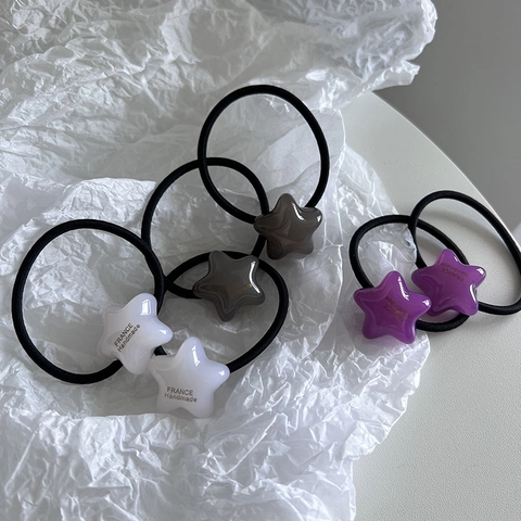 Gomas para el Pelo de Resina de Estrella de Color Caramelo Bandas de Resina con Estampado de Letras para Mujeres y Niñas