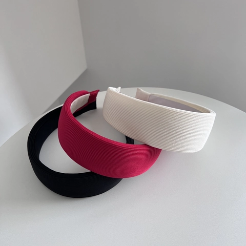 Wide Edge Fabric Headband For Women Solid Color Elegant Ribbed Texture Hair Hoop Daily Fashion Commuter Hair Accessories