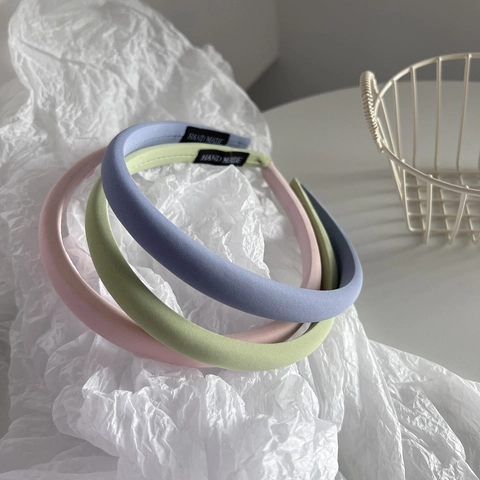 Diadema de Tela de Satén Minimalista para Mujer Hecha a Mano Color Sólido Estilo Fresco Banda para el Cabello Decorativa