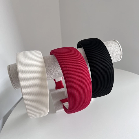 Wide Edge Fabric Headband For Women Solid Color Elegant Ribbed Texture Hair Hoop Daily Fashion Commuter Hair Accessories