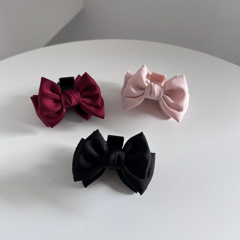 Pince à Cheveux Nœud en Tissu Satiné pour Femmes Style Coréen Doux Élégant Petites Barrettes Fait à la Main Accessoires