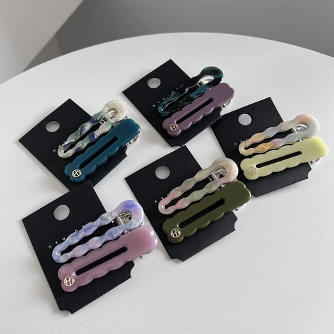 Juego de Pinzas para el Pelo Goutte d'Eau de Acetato Textura de Mármol Pinzas de Pico de Pato Estilo Coreano Accesorios para el Pelo