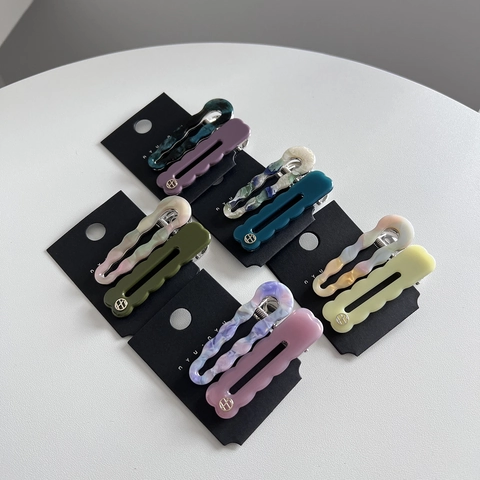 Juego de Pinzas para el Pelo Goutte d'Eau de Acetato Textura de Mármol Pinzas de Pico de Pato Estilo Coreano Accesorios para el Pelo