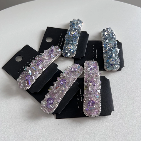 Lussuoso Fermaglio per Capelli Rettangolare in Cristallo Artificiale e Strass per Donna Lega Clip Laterale Accessori Moda