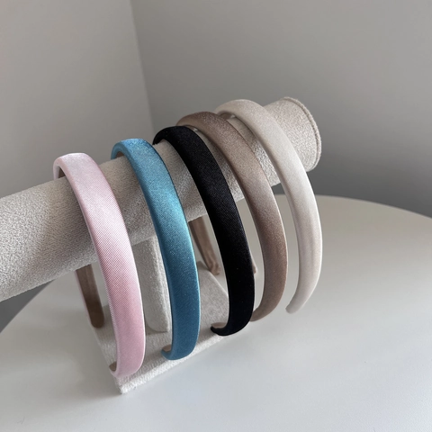 Simple Solid Color Padded Sponge Headband For Women Versatile Satin Hair Hoop Fashion Headwear Daily Hair Accessories
