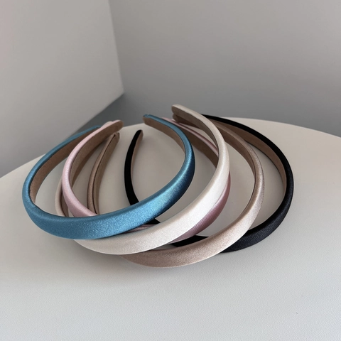 Simple Solid Color Padded Sponge Headband For Women Versatile Satin Hair Hoop Fashion Headwear Daily Hair Accessories