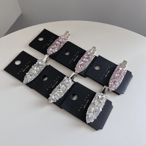 Fermaglio per Capelli con Strass e Künstliche Perle in Stile Coreano Clip a Becco d'Anatra Senza Traccia Forcina Dolce per Donna