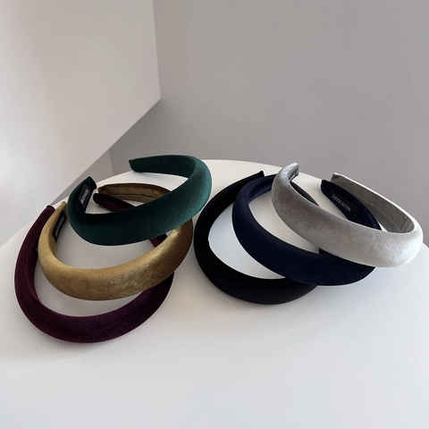 Cerchietto Imbottito in Velluto Vintage per Donna Tinta Unita Fascia per Capelli in Spugna Spessa Eleganti Accessori per Capelli Quotidiani