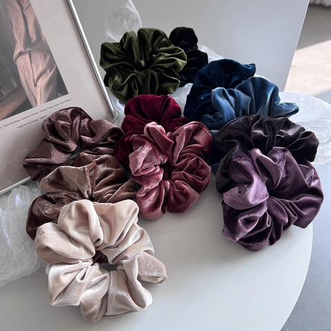 Elegant Velvet Scrunchies For Women High Elasticity Soft Hair Ties Large Solid Color Ponytail Holders Korean Style Accessories