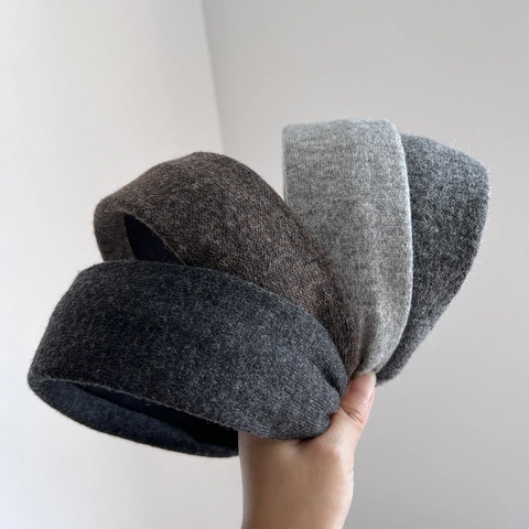 Koreanischer Stil Herbst Winter Einfarbig Wollstoff Gepolstert Breiter Rand Haarreif Damen Simple Fashion Vintage Dick Haarschmuck