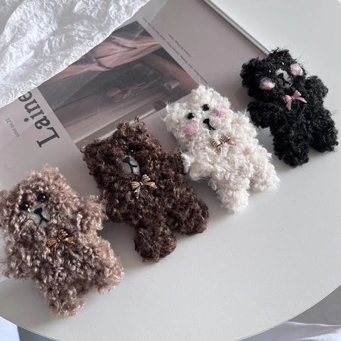Simpatico Fermaglio per Capelli Orsetto di Peluche Cartone Animato 3D Fiocco Dolce BB Clip Forcina per Ragazze Donna