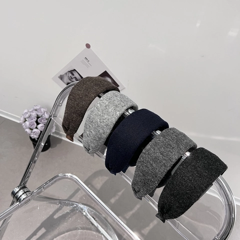 Diadema Ancha de Lana Estilo Francés Elegante para Mujer Textura Tejida Banda de Cabello Gruesa Accesorio para el Cabello