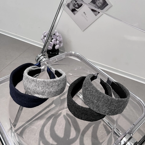 Diadema Ancha de Lana Estilo Francés Elegante para Mujer Textura Tejida Banda de Cabello Gruesa Accesorio para el Cabello