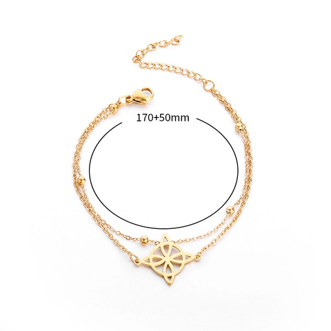 Edelstahl Doppelschichtig Hexenknoten Armband Für Damen Gold Silber Plattiert Keltischer Knoten Perlen Modeschmuck