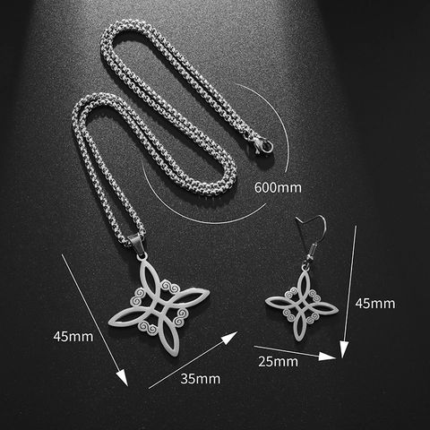 Stainless Steel Witch Knot Necklace Vintage Celtic Knot Pendant Necklace For Women Men Gold Silver Black Jewelry
