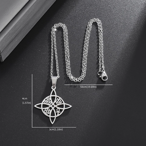 Collana con Pendente Nodo della Strega in Acciaio Inossidabile Vintage Uomo Donna Nodo Celtico Pentagramma Ankh Gioielli Wicca