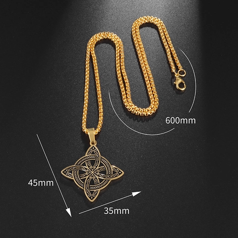 Vintage Edelstahl Keltischer Knoten Anhänger Halskette Für Herren Damen Slawischer Hexenknoten Amulett Schmuck Mit Boxkette